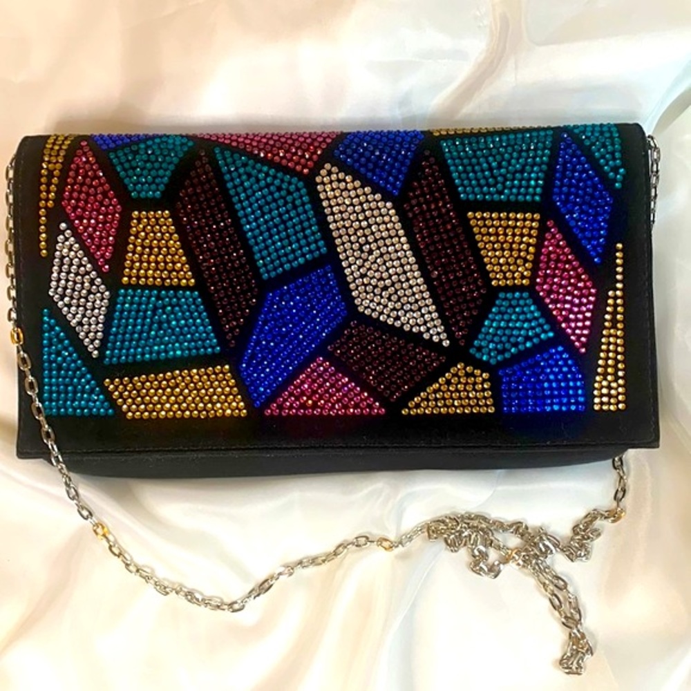 Natasha Evening Clutch Shoulder Bag with Crystals NWOT - Picture 1 of 10